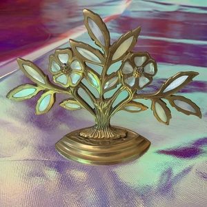 Vintage Brass Flower Tree Sculpture- Boho Decor